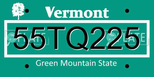 55TQ225 Vermont License Plate