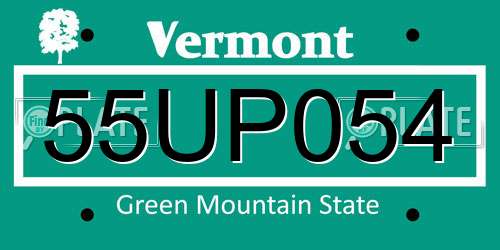 55UP054 Vermont License Plate