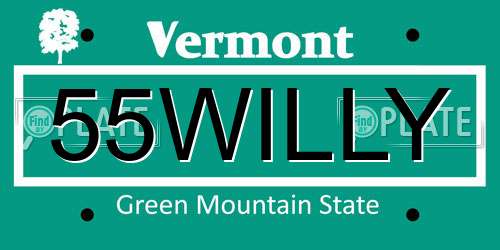 55WILLY Vermont License Plate