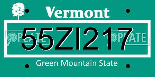 55ZI217 Vermont License Plate