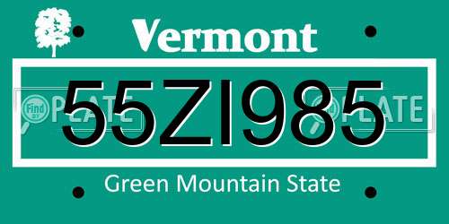55ZI985 Vermont License Plate