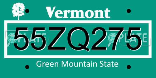 55ZQ275 Vermont License Plate