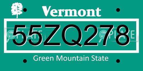 55ZQ278 Vermont License Plate