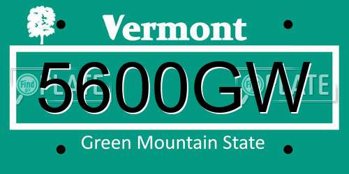 5600GW Vermont License Plate