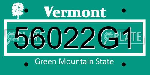 56022G1 Vermont License Plate