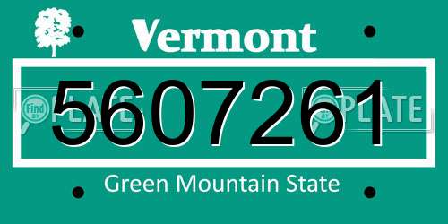 5607261 Vermont License Plate