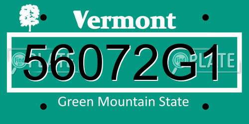 56072G1 Vermont License Plate
