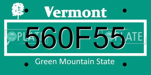560F55 Vermont License Plate