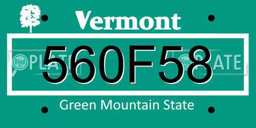 560F58 Vermont License Plate