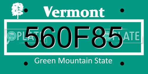 560F85 Vermont License Plate