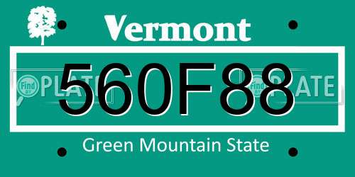 560F88 Vermont License Plate
