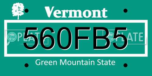 560FB5 Vermont License Plate