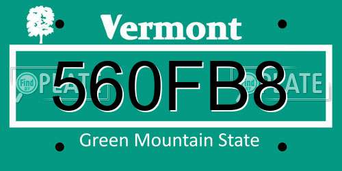 560FB8 Vermont License Plate