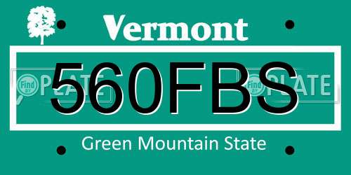 560FBS Vermont License Plate