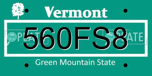 560FS8 Vermont License Plate