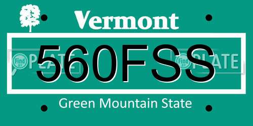 560FSS Vermont License Plate