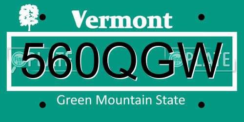 560QGW Vermont License Plate