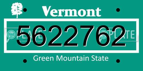5622762 Vermont License Plate