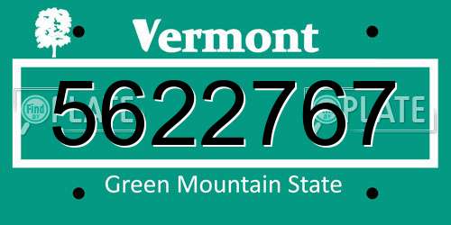 5622767 Vermont License Plate