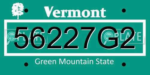 56227G2 Vermont License Plate