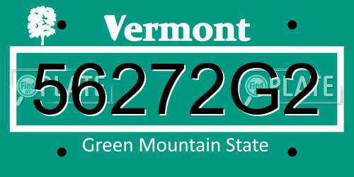 56272G2 Vermont License Plate