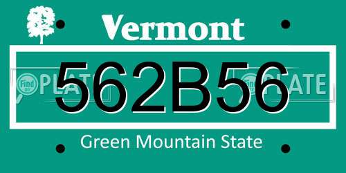 562B56 Vermont License Plate