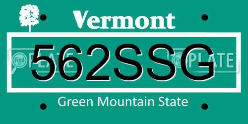562SSG Vermont License Plate