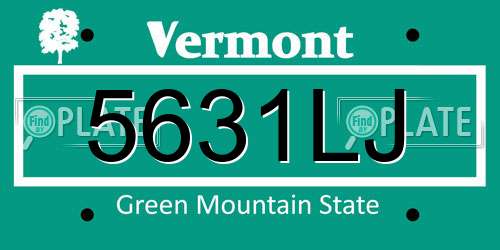 5631LJ Vermont License Plate