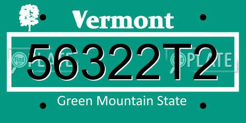 56322T2 Vermont License Plate