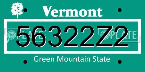 56322Z2 Vermont License Plate