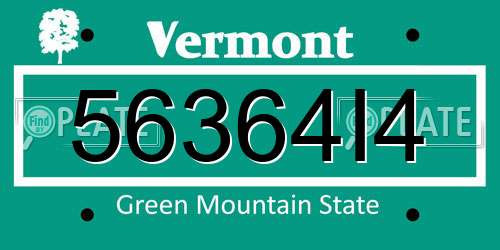 56364I4 Vermont License Plate