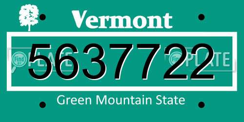5637722 Vermont License Plate