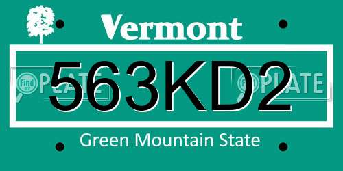 563KD2 Vermont License Plate