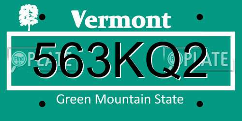 563KQ2 Vermont License Plate