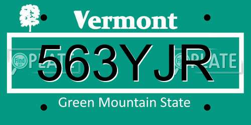 563YJR Vermont License Plate