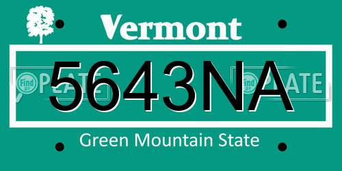 5643NA Vermont License Plate