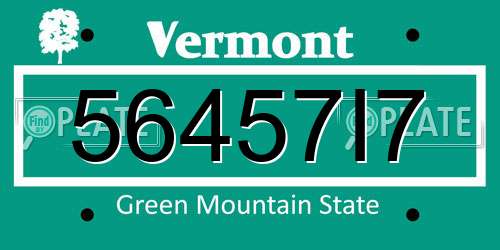 56457I7 Vermont License Plate