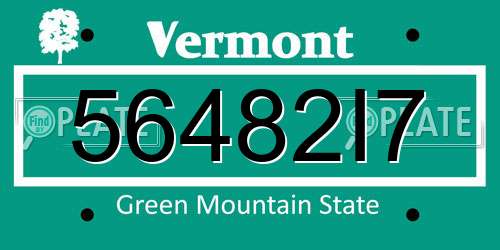 56482I7 Vermont License Plate