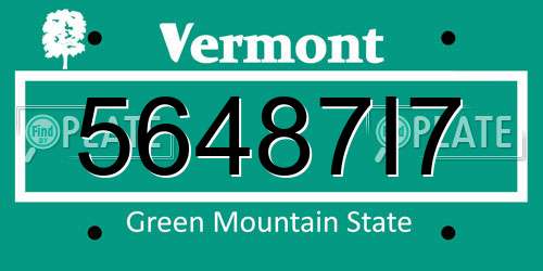 56487I7 Vermont License Plate
