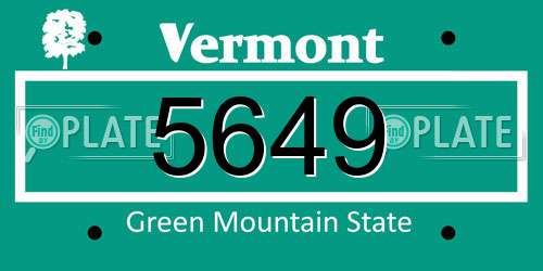 5649 Vermont License Plate
