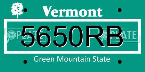 5650RB Vermont License Plate
