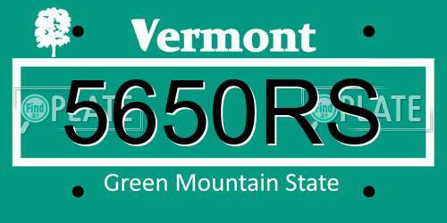 5650RS Vermont License Plate