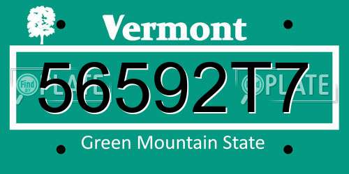 56592T7 Vermont License Plate