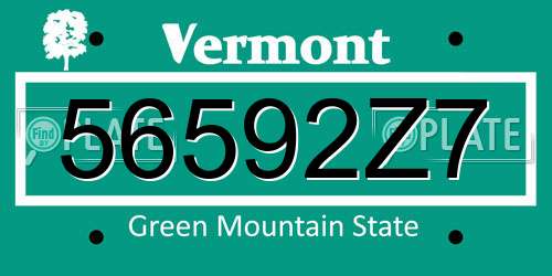 56592Z7 Vermont License Plate