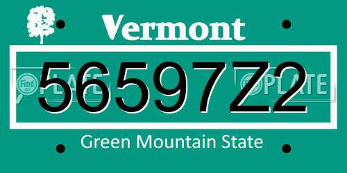 56597Z2 Vermont License Plate