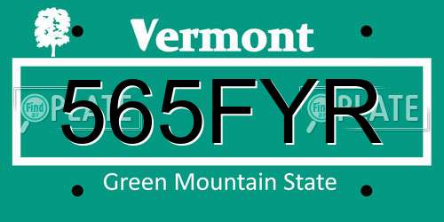565FYR Vermont License Plate