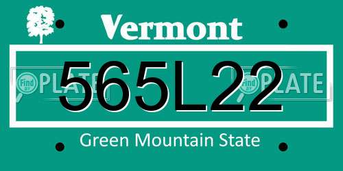 565L22 Vermont License Plate