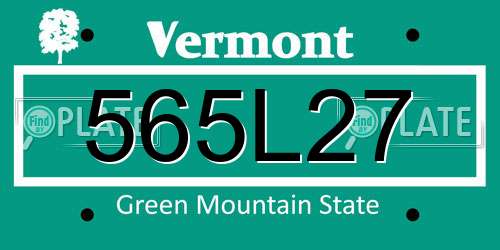 565L27 Vermont License Plate