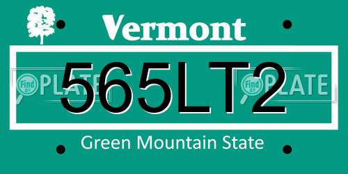 565LT2 Vermont License Plate