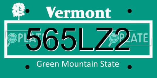 565LZ2 Vermont License Plate
